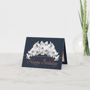 Navy Sinaasappel Boeket Witte Daffodils Happy Birt Kaart