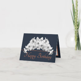 Navy Sinaasappel Boeket Witte Daffodils Happy Birt Kaart