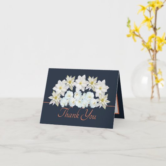 Navy Sinaasappel  wit bloemenboeket dank u Kaart (Gele Bloem)