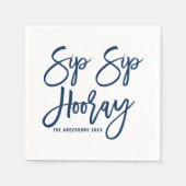 Navy SIP Horay Hand geletterde papieren servetten (Voorkant)