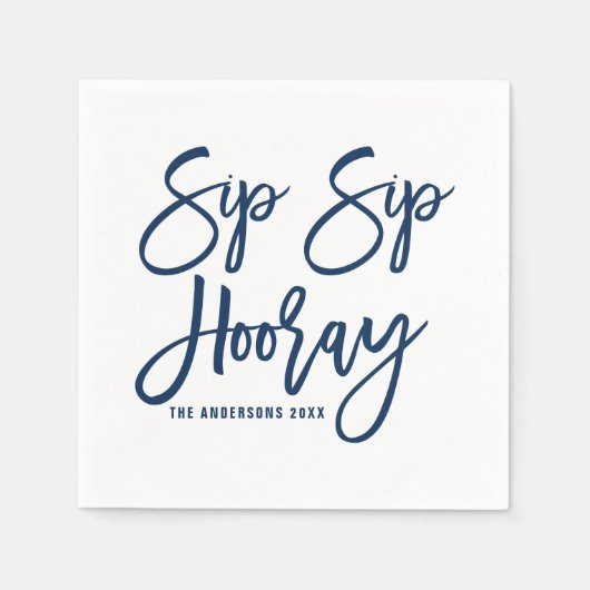 Navy SIP Horay Hand geletterde papieren servetten (Voorkant)