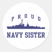 Navy Sister Ronde Sticker (Voorkant)