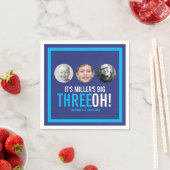 Navy sky blue 30th Three OH! Fotoverjaardag Servet (Insitu)