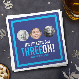 Navy sky blue 30th Three OH! Fotoverjaardag Servet
