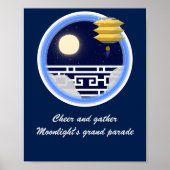 Navy Sky- Witte Maan Venster Mid-Autumn Festival Poster (Voorkant)
