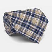 Navy, Slate Blue, Khaki... & White Classic Plaid Stropdas (Opgerold)