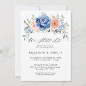 Navy Slate Dusty Blush Pink Floral. Kaart (Voorkant)