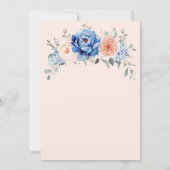 Navy Slate Dusty Blush Pink Floral. Kaart (Achterkant)
