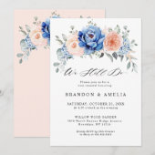 Navy Slate Dusty Blush Pink Floral. Kaart (Voorkant / Achterkant)