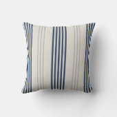 Navy Slate Ticking Stripe Linen Texture Kussen (Achterkant)
