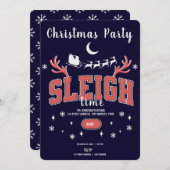 Navy Sleigh Time Christmas Part Uitnodiging (Voorkant / Achterkant)
