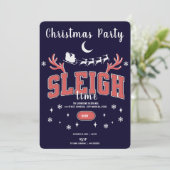 Navy Sleigh Time Christmas Part Uitnodiging (Staand voorkant)