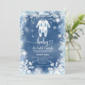 Navy Sneeuw Zijn Koude Buiten Winter Baby shower Kaart (Staand voorkant)