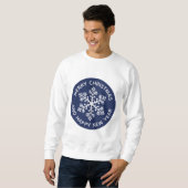 Navy Sneeuwvlok Feestelijk Sweatshirt (Voorkant volledig)