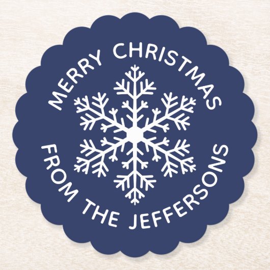 Navy sneeuwvlok papier Onderzetter (Voorkant)