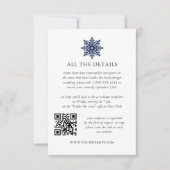 Navy Sneeuwvlok Winter TROUWEN QR DETAILS TEMPLATE Kaart (Voorkant)