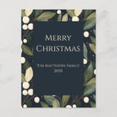 Navy Snowberry Christmas Greeting Card Briefkaart (Voorkant)