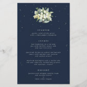 Navy Snowberry + Eucalyptus 3 gangen bruiloft Menu (Voorkant)