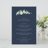 Navy Snowberry + Eucalyptus 3 gangen bruiloft Menu (Staand voorkant)