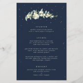 Navy Snowberry + Eucalyptus 3 gangen bruiloft Menu (Voorkant)