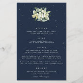 Navy Snowberry + Eucalyptus 4 gangen bruiloft Menu (Voorkant)