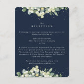 Navy Snowberry + Eucalyptus Edged bruiloft recepti Informatiekaartje (Voorkant)