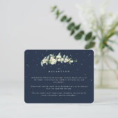 Navy Snowberry + Eucalyptus stam bruiloft receptie Informatiekaartje (Staand voorkant)