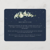 Navy Snowberry + Eucalyptus stam bruiloft receptie Informatiekaartje (Voorkant)