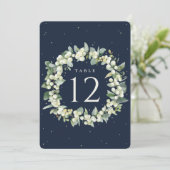 Navy Snowberry + Eucalyptus Trouwtafel nummer (Staand voorkant)