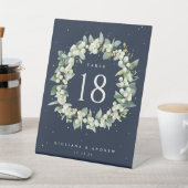 Navy Snowberry + Eucalyptus Trouwtafel nummer Reclamebord Met Voetstuk (Insitu)