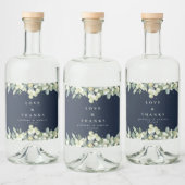 Navy Snowberry + Eucalyptus Winter bruiloft Likeurfles Etiket (Flessen)