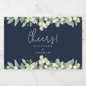 Navy Snowberry + Eucalyptus Winter Bruiloft Mini Likeurfles Etiket (Enkel label)
