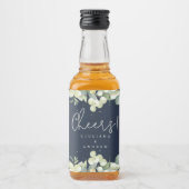 Navy Snowberry + Eucalyptus Winter Bruiloft Mini Likeurfles Etiket (Voorkant)