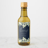 Navy Snowberry + Eucalyptus Winter Bruiloft Mini Wijn Etiket (Voorkant)