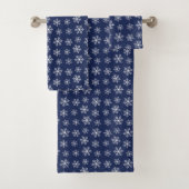 Navy Snowflake Bath-handdoekset Bad Handdoek (Insitu)