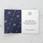 Navy Snowflake Corporate Holiday Feestdagen Kaart (Binnen)