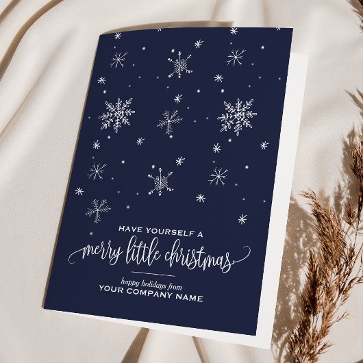 Navy Snowflake Corporate Holiday Feestdagen Kaart