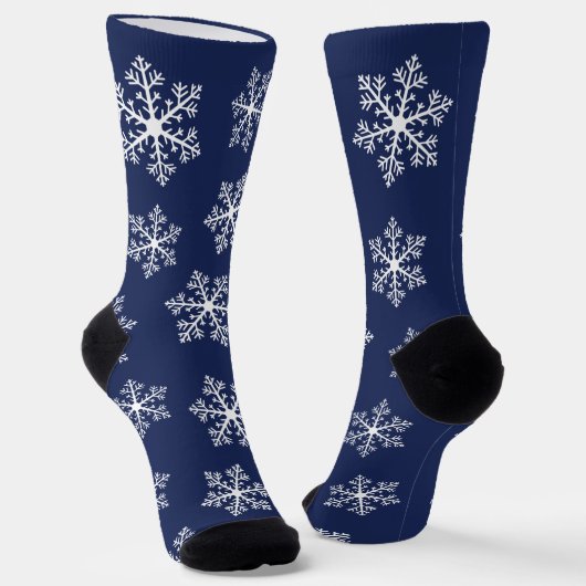 Navy Snowflake Crew Sokken (Gebogen)