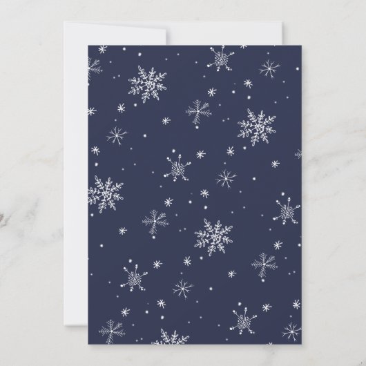 Navy Snowflake kerst Brunch Kaart (Achterkant)