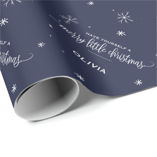 Navy Snowflake kerst Cadeaupapier (Rol Hoek)