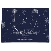 Navy Snowflake kerst Groot Cadeauzakje (Voorkant)