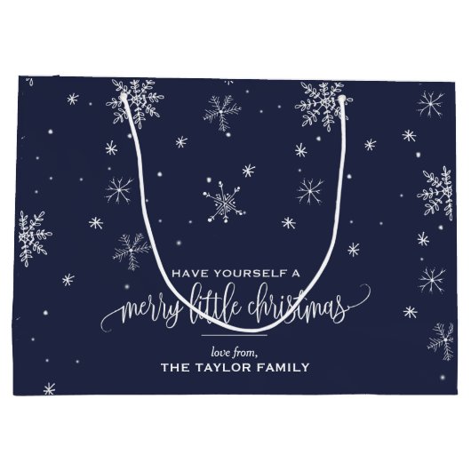 Navy Snowflake kerst Groot Cadeauzakje (Achterkant)