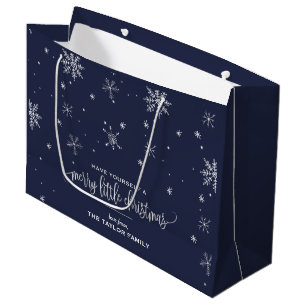 Navy Snowflake kerst Groot Cadeauzakje