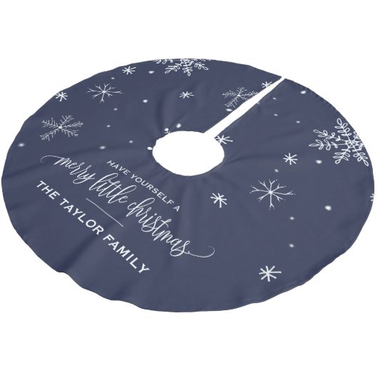 Navy Snowflake kerst Kerstboom Rok (Gekanteld)