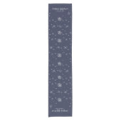 Navy Snowflake kerst Korte Tafelloper (Voorkant)