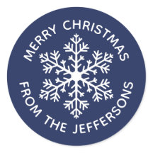 Navy Snowflake Kerst stickers