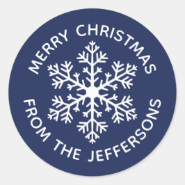 Navy Snowflake Kerst stickers