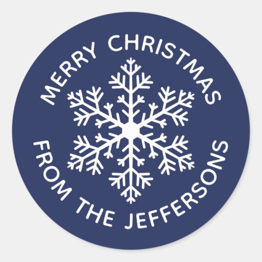Navy Snowflake Kerst stickers (Voorkant)