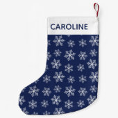Navy Snowflake Kerstmis stoppen Kleine Kerstsok (Achterkant)