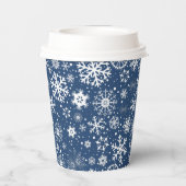 Navy Snowflake ONE Paper Cup Papieren Bekers (Achterkant)